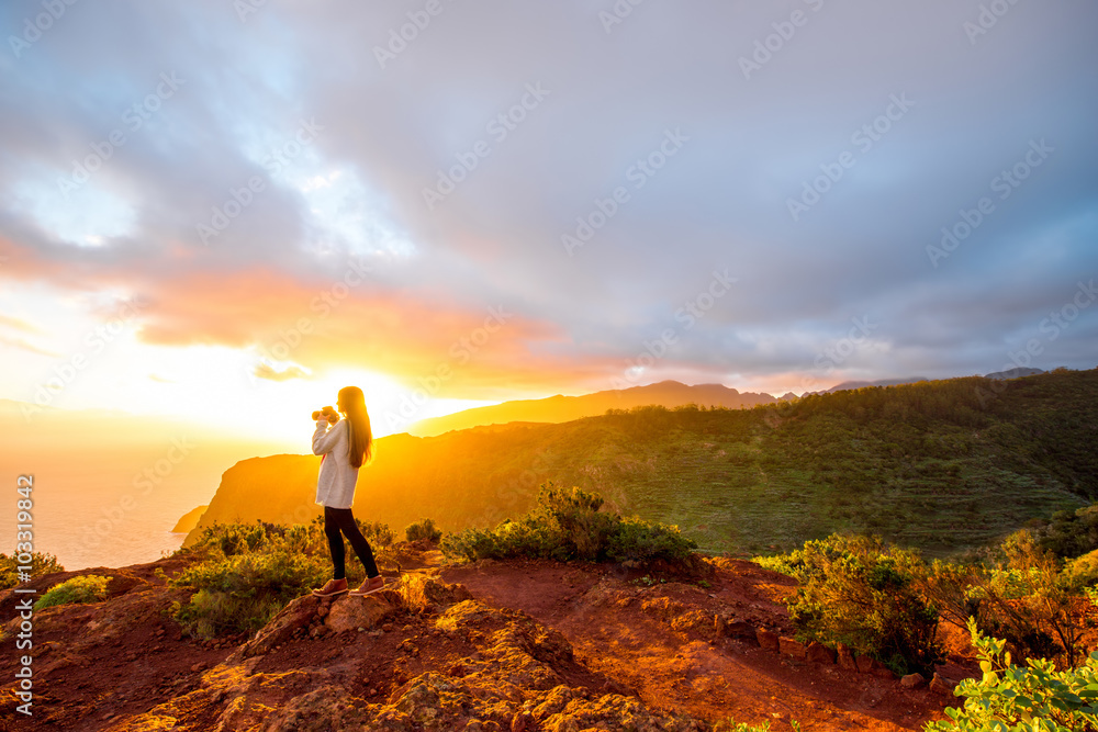 Mountain sunrise view on La Gomera island