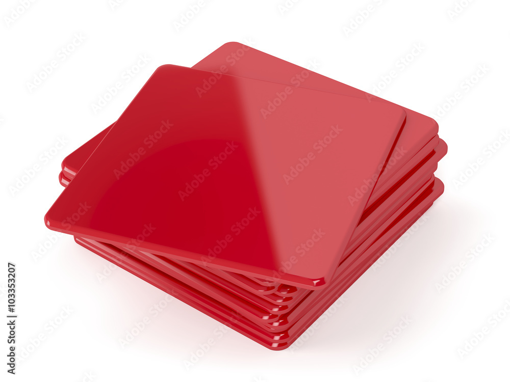 Red plastic beermats