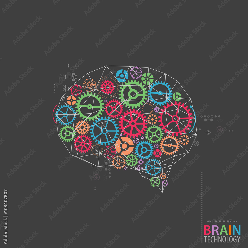 抽象的数字大脑，技术概念。