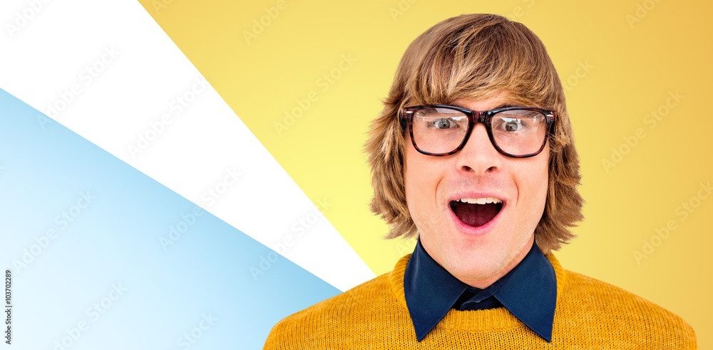 Composite image of portrait of surprised hipster businessman 