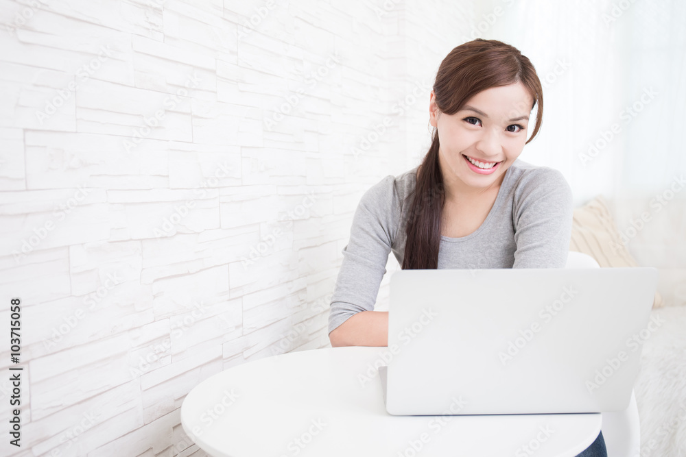 woman use laptop at home