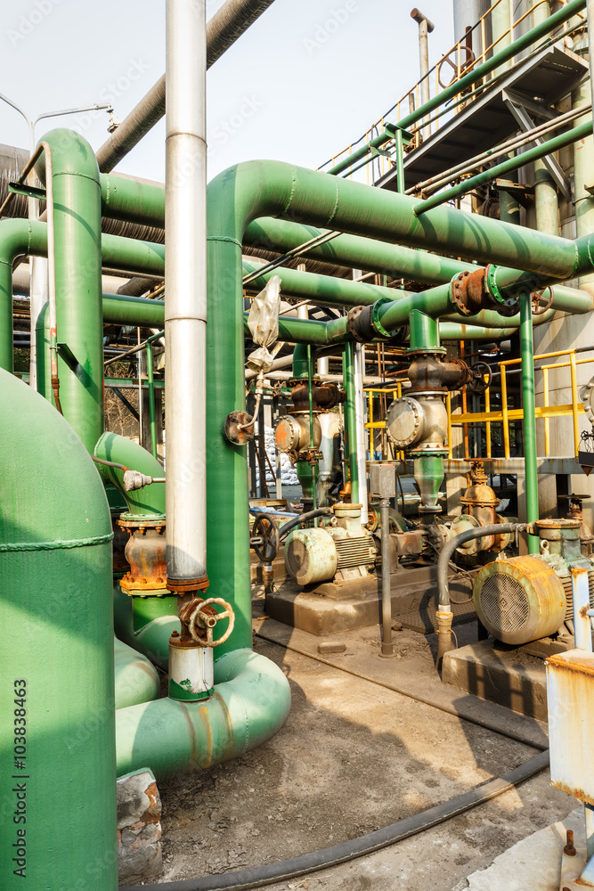 old industrial pipeline equipment in a abandoned steel mills