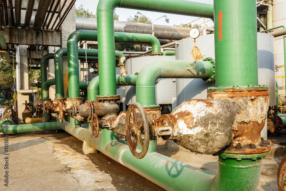 old industrial pipeline equipment in a abandoned steel mills