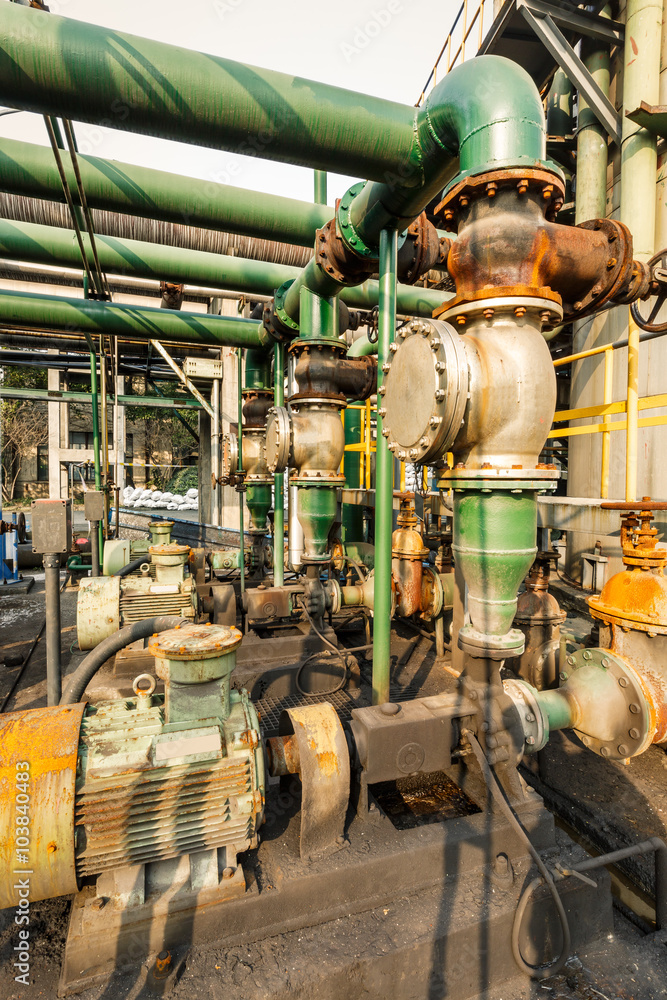 old industrial pipeline equipment in a abandoned steel mills