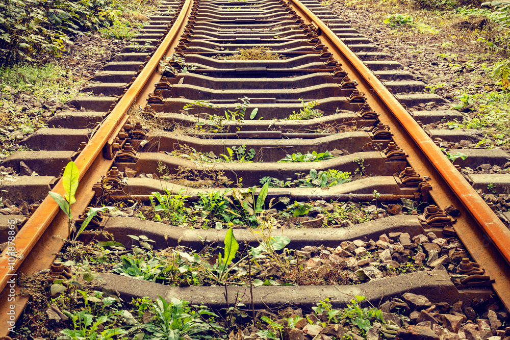 Industrial railway track in the daytime