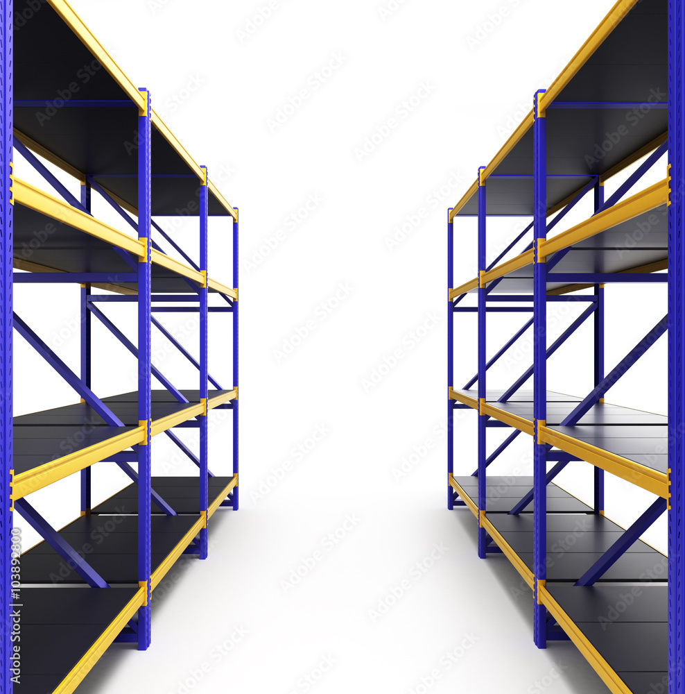 shelving gravity for pallets isolated on white