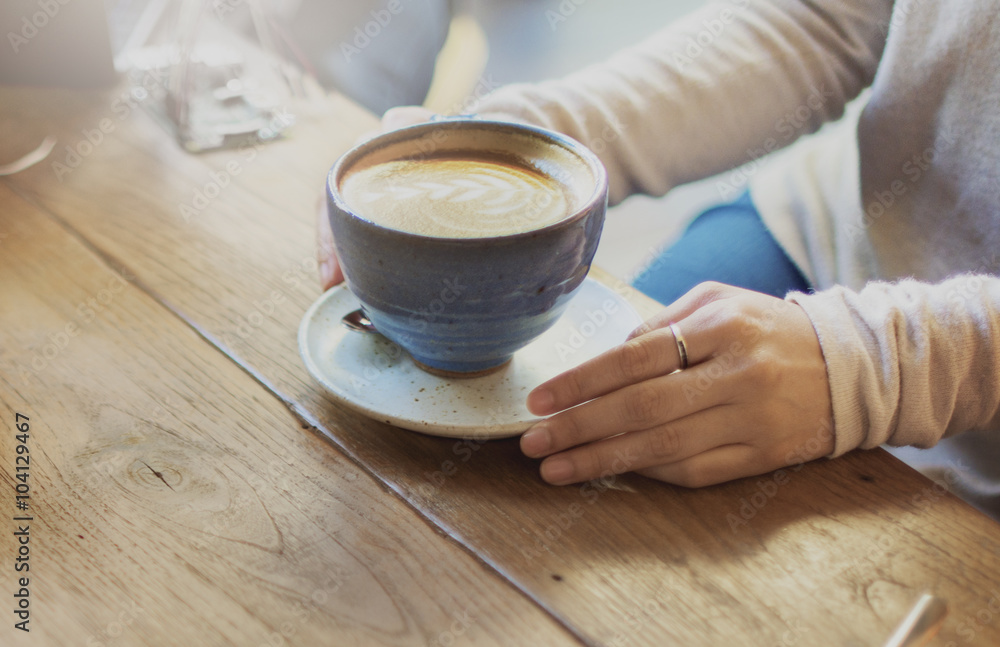 咖啡杯Cappoccino餐厅咖啡店概念