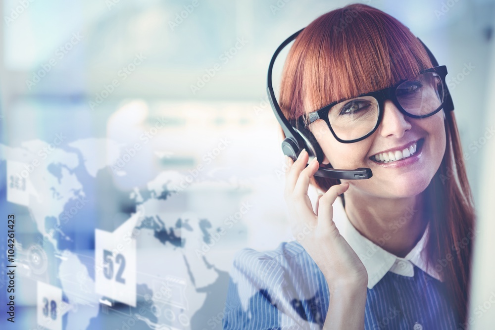 Composite image of attractive hipster woman with headset 