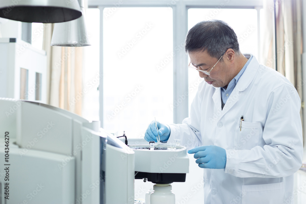 old man does medical experiment in lab