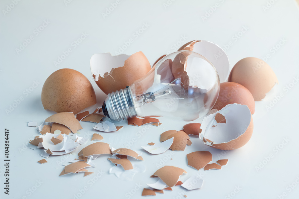 Innovation Bright Ideas Light Bulb Hatching From Egg Shell