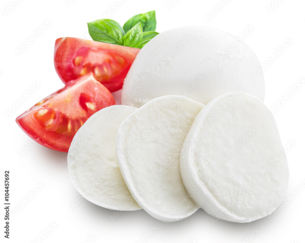 Mozzarella，罗勒和西红柿。修剪路径