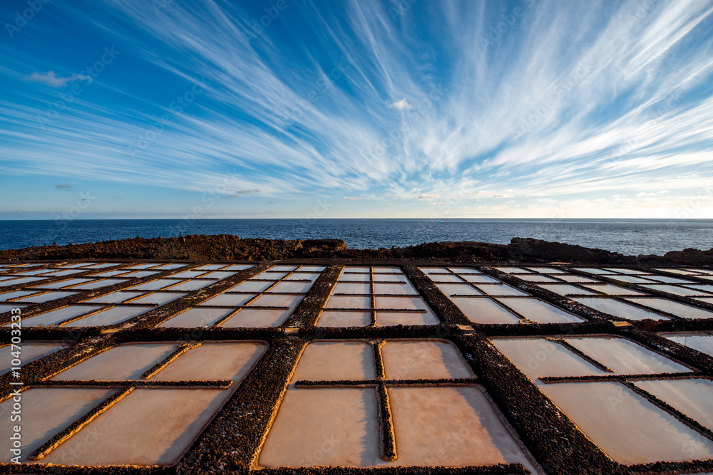 Volcanic pools on the salt manufacturing Fuencaliente on the south of La Palma island in Spain