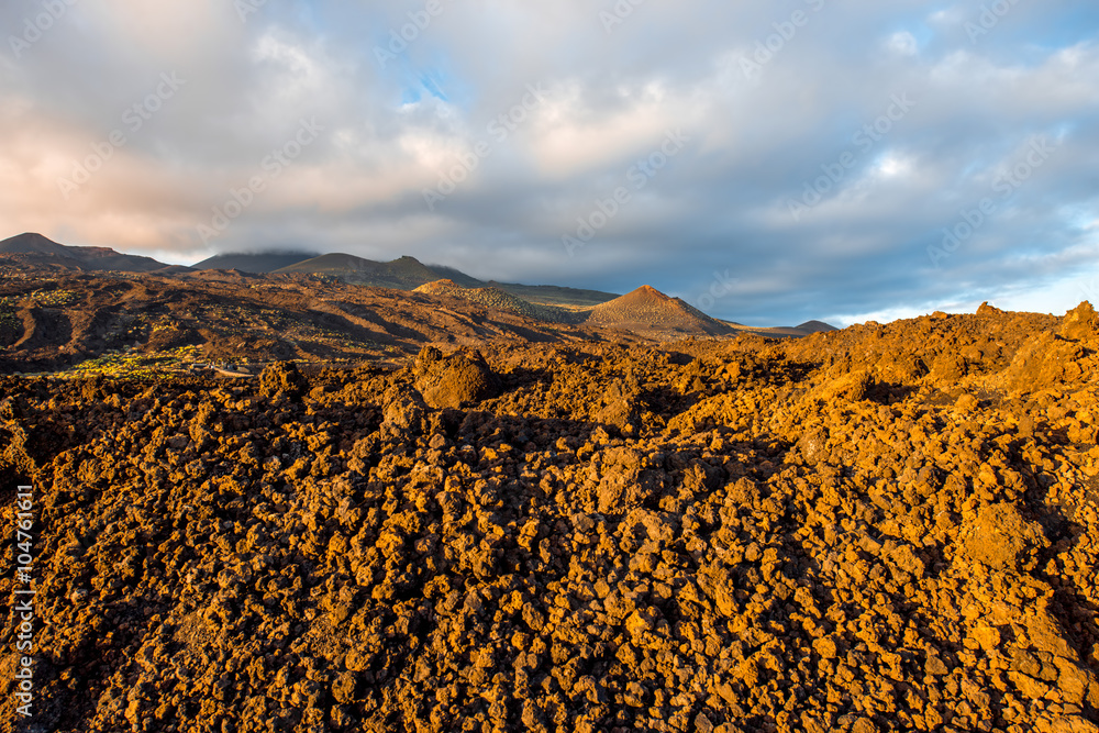 Volcanic landscape in fuencaliente municipality on the south of La Palma island in Spain