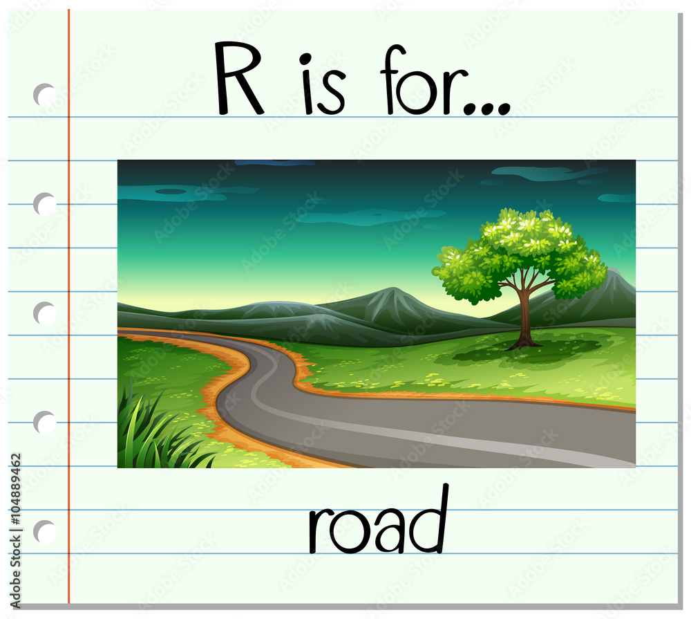 Flashcard字母R代表道路