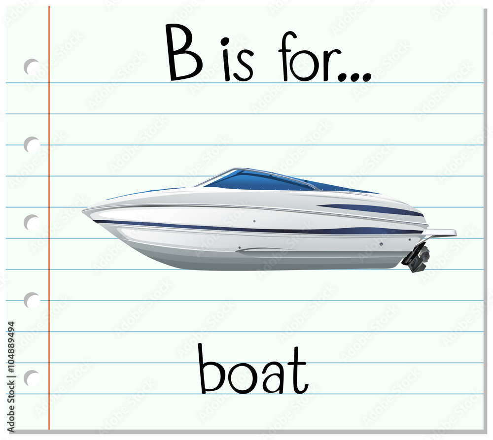 Flashcard letter B is for boat