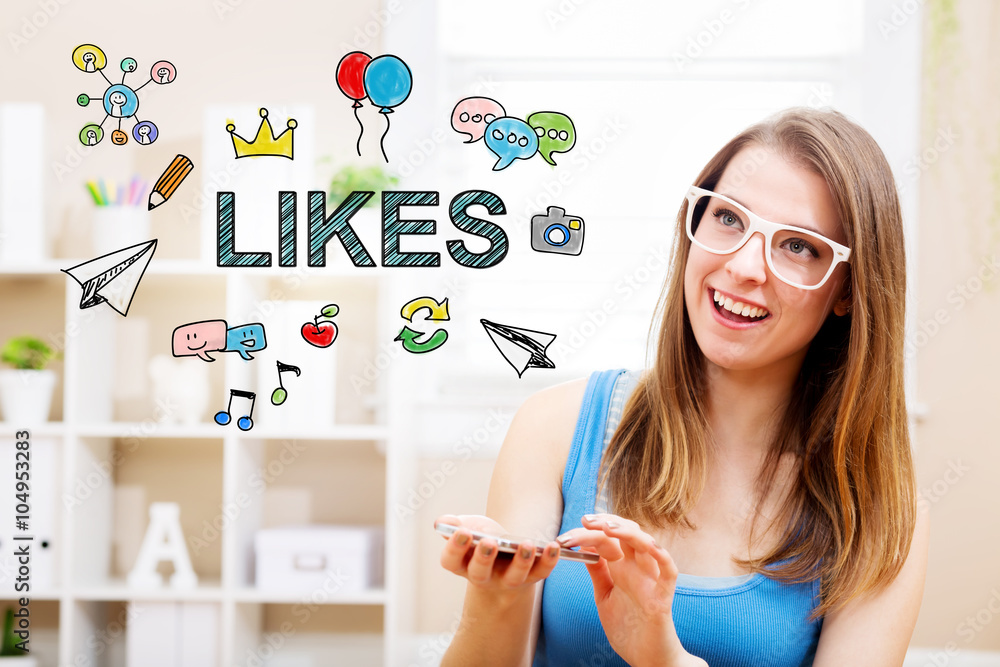 Likes concept with young woman