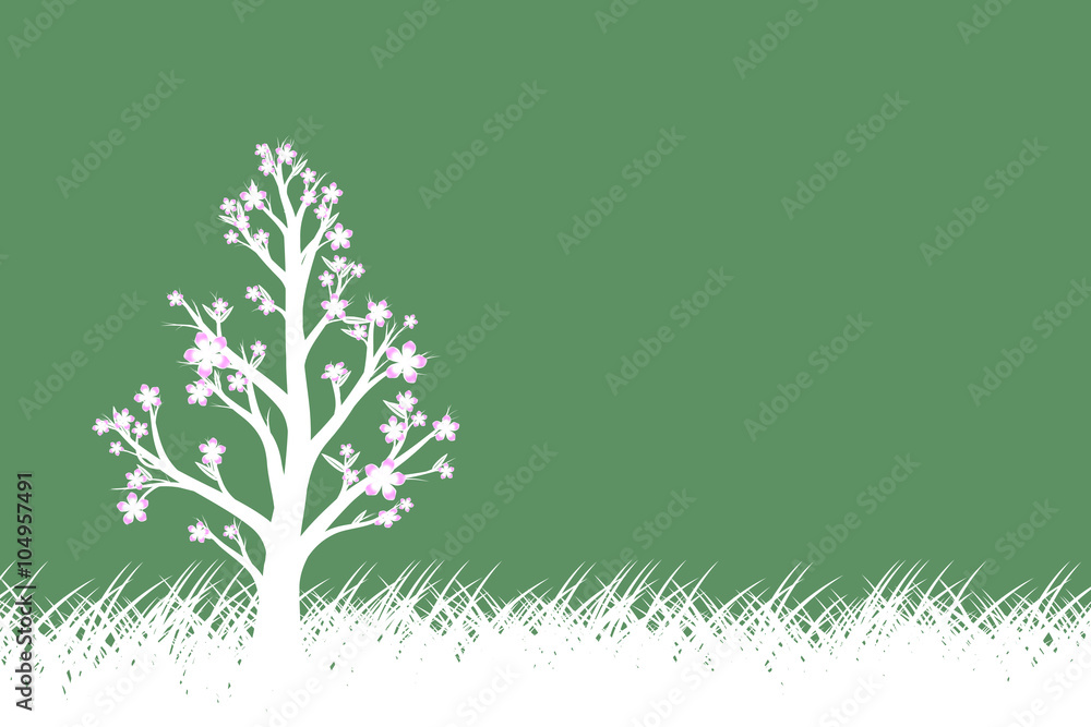 Conceptual green color abstract spring season copy space illustration background with white colored 