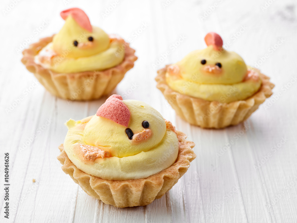 easter cupcakes on white table