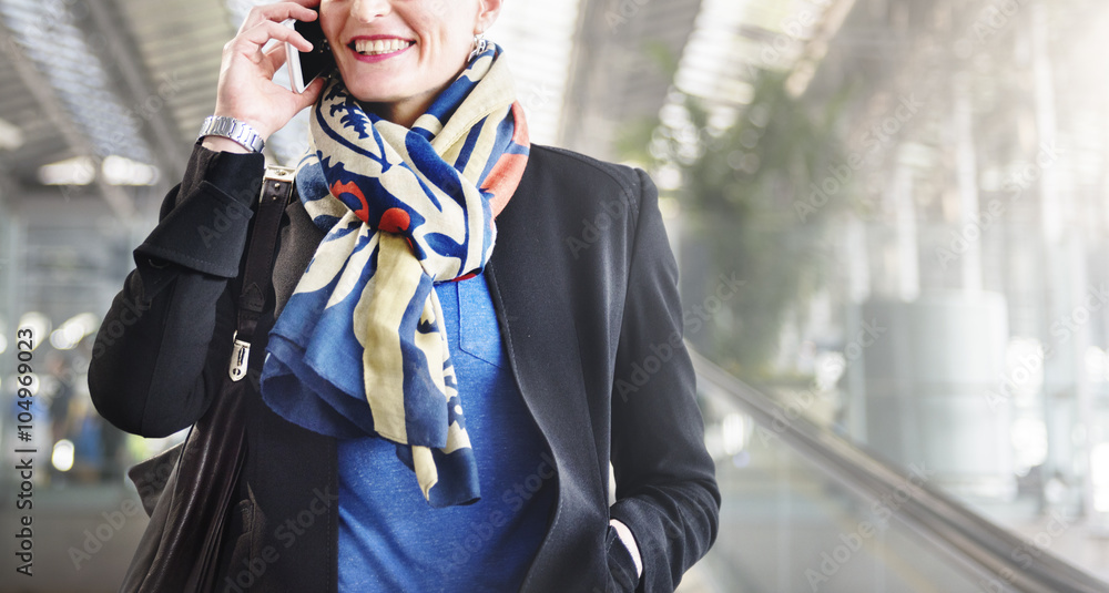 Airport Business Travel Terminal Businesswoman Concept