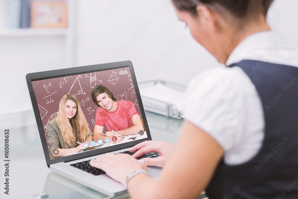 Composite image of students studying