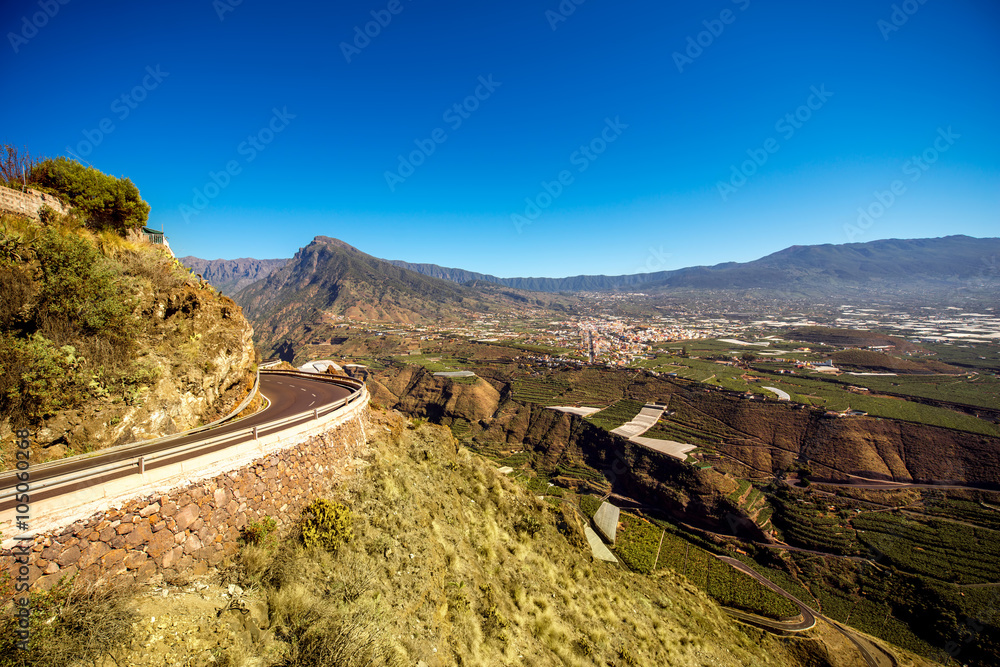 Landscape view on the western part of La Palma island from Del Time view point in Spain