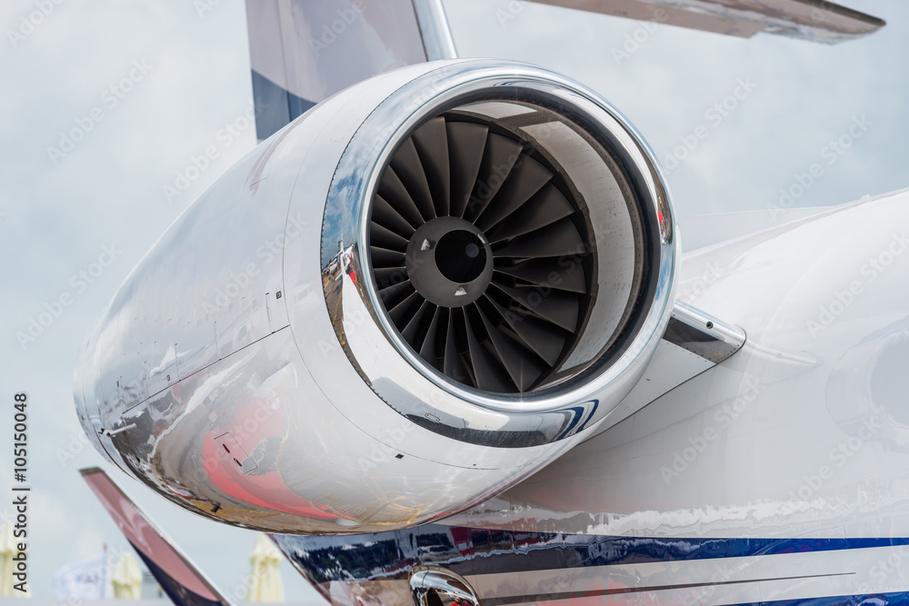 Closeup of Airplane Engine