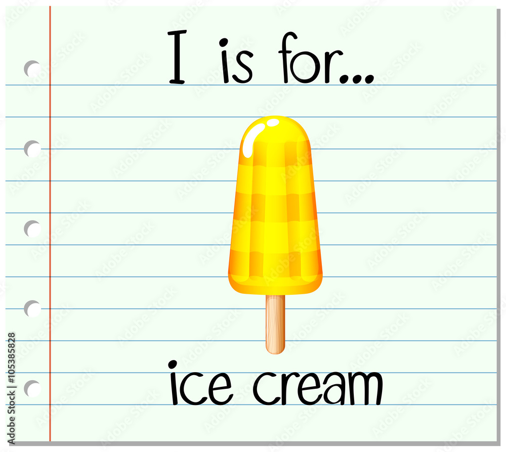 Flashcard letter I is for ice cream