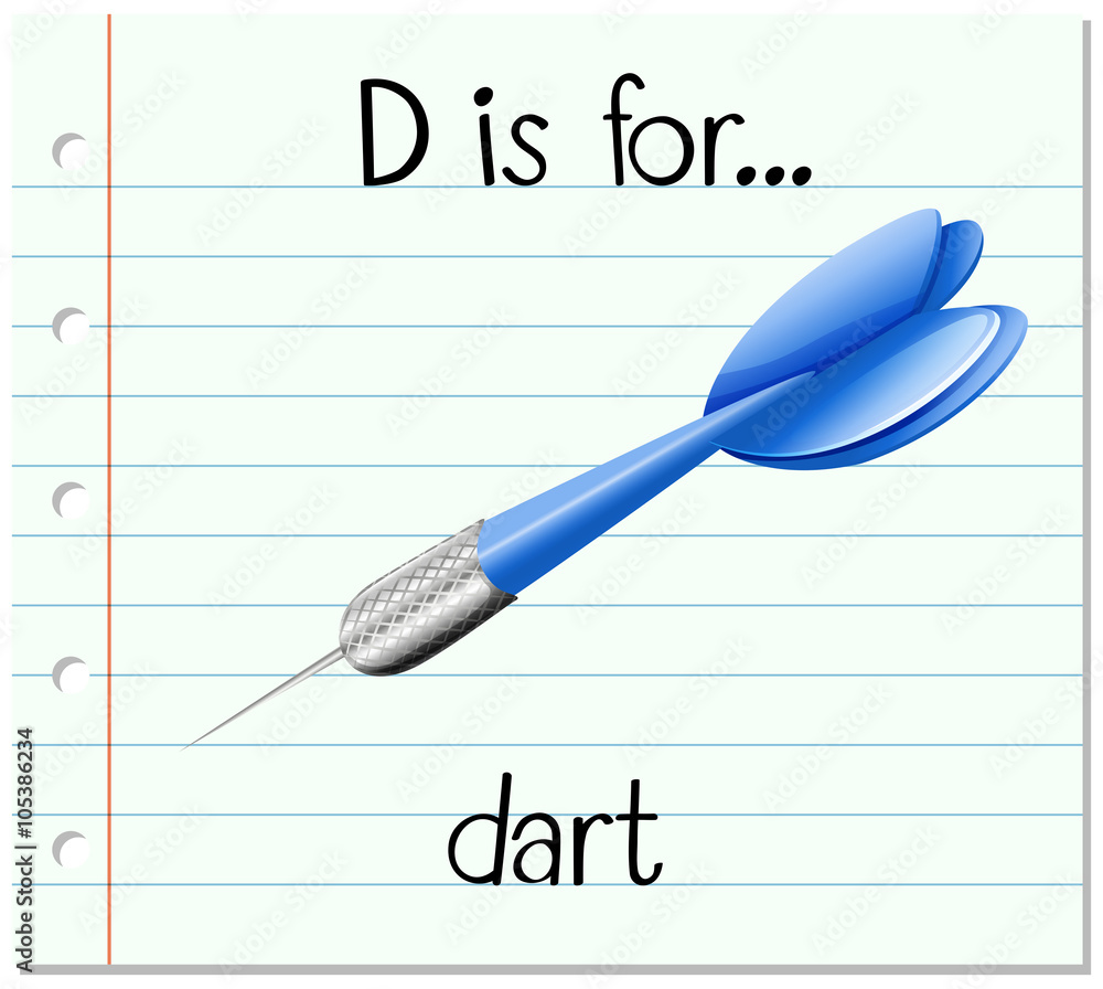 Flashcard letter D is for dart