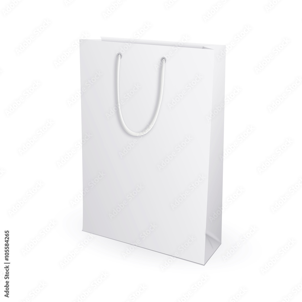 Empty Shopping Bag on white for advertising and branding. Isolated on White Background. Mock Up Temp