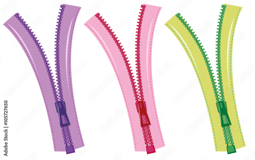 Zips in three colors