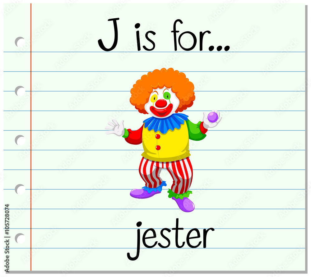 Flashcard letter J is for jester