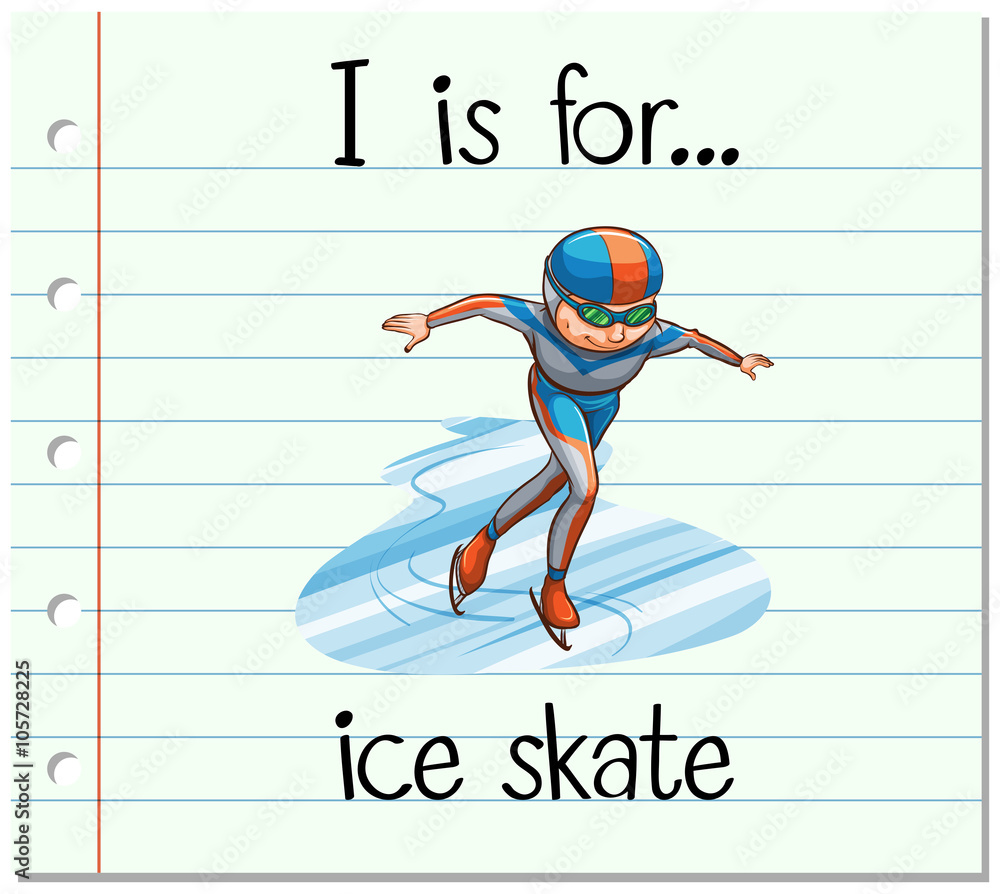 Flashcard letter I is for ice skate