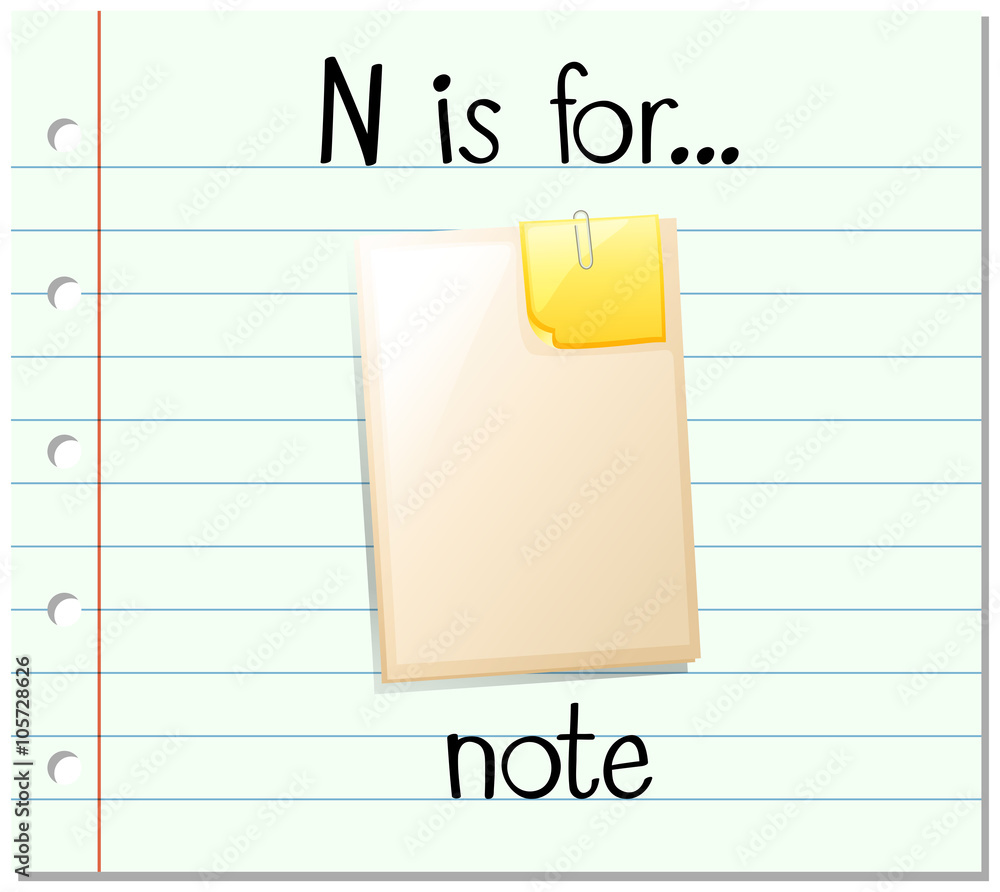 Flashcard letter N is for note