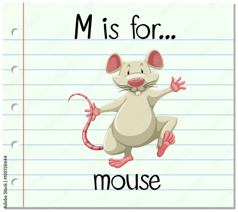 Flashcard letter M is for mouse