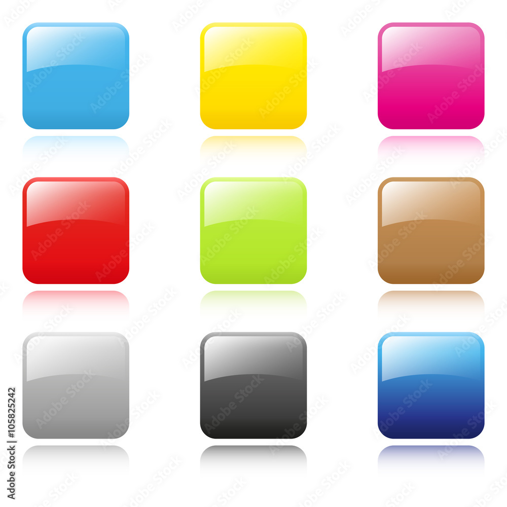 square web buttons set