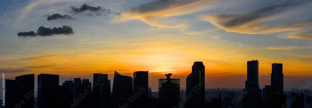 Singapore skyscrapers at sunset