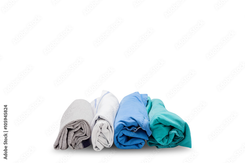 Pile of clothes isolated on white background.