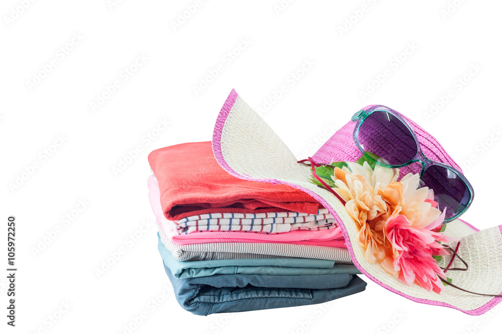 Pile of colorful clothes isolated on white background,with clipp