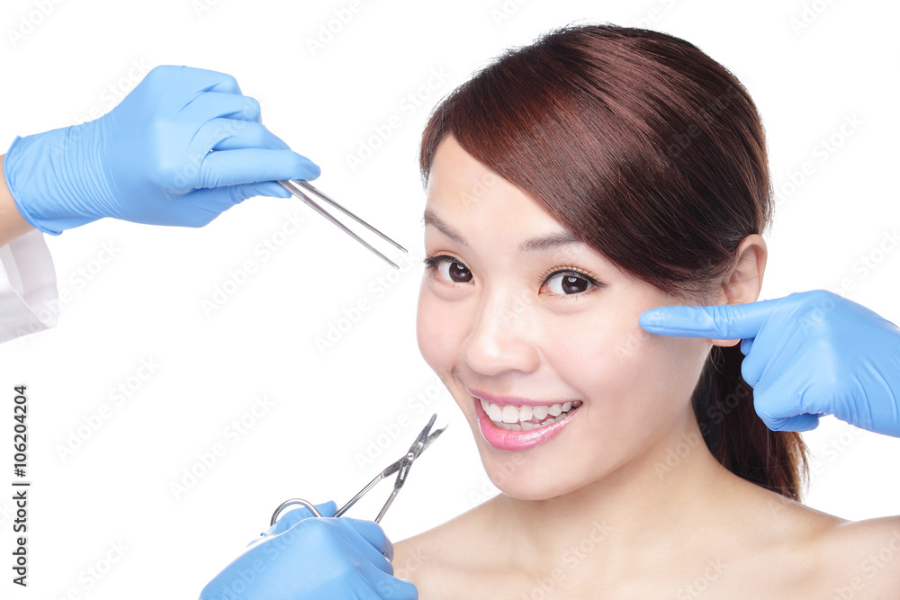 cosmetic injection to the pretty woman face