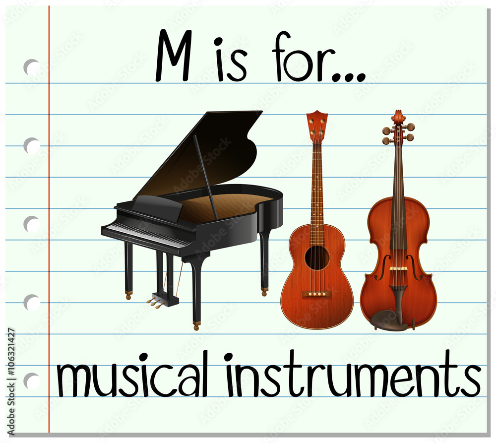 Flashcard letter M is for music