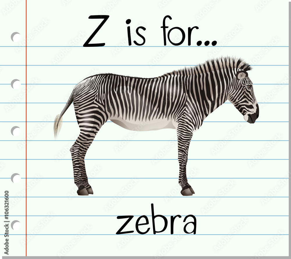 Flashcard letter Z is for zebra