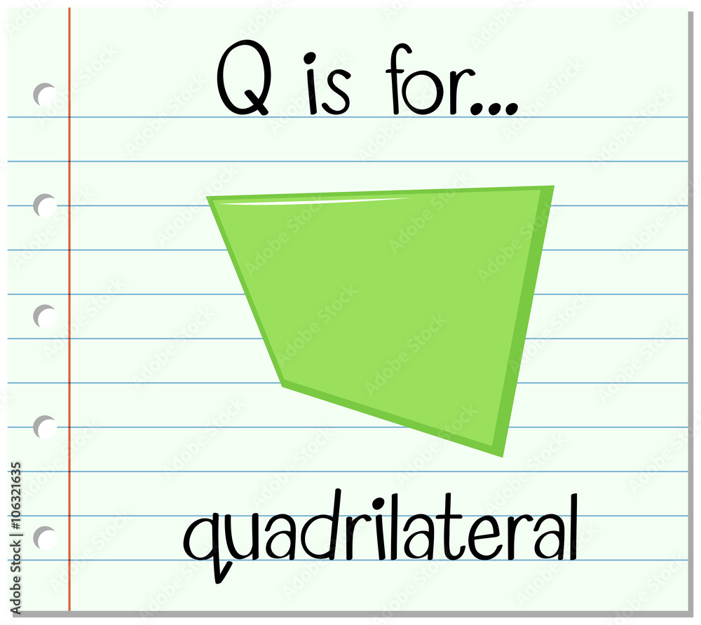 Flashcard letter Q is for quadrilateral