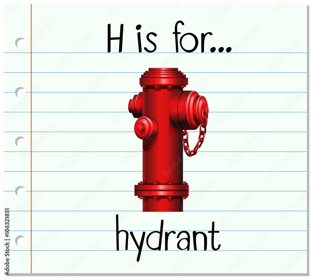 Flashcard letter H is for hydrant