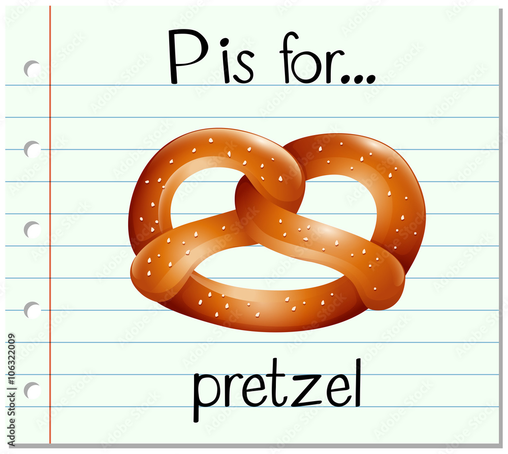 Flashcard alphabet P is for pretzel