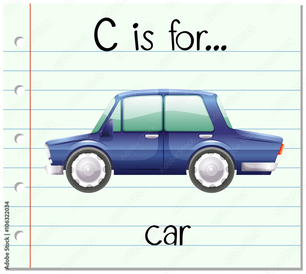 Flashcard alphabet C is for car