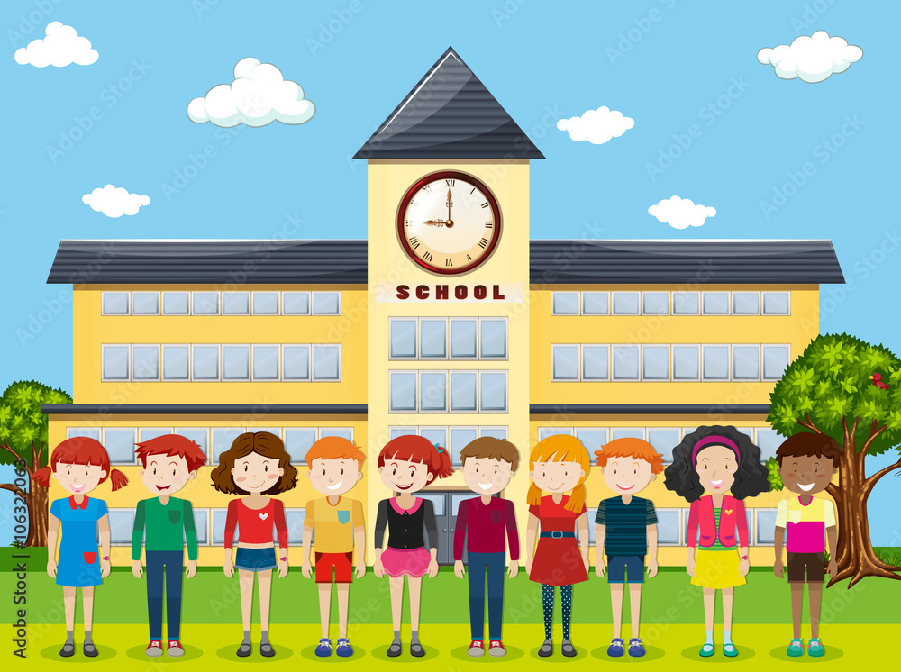 Children standing at the school ground