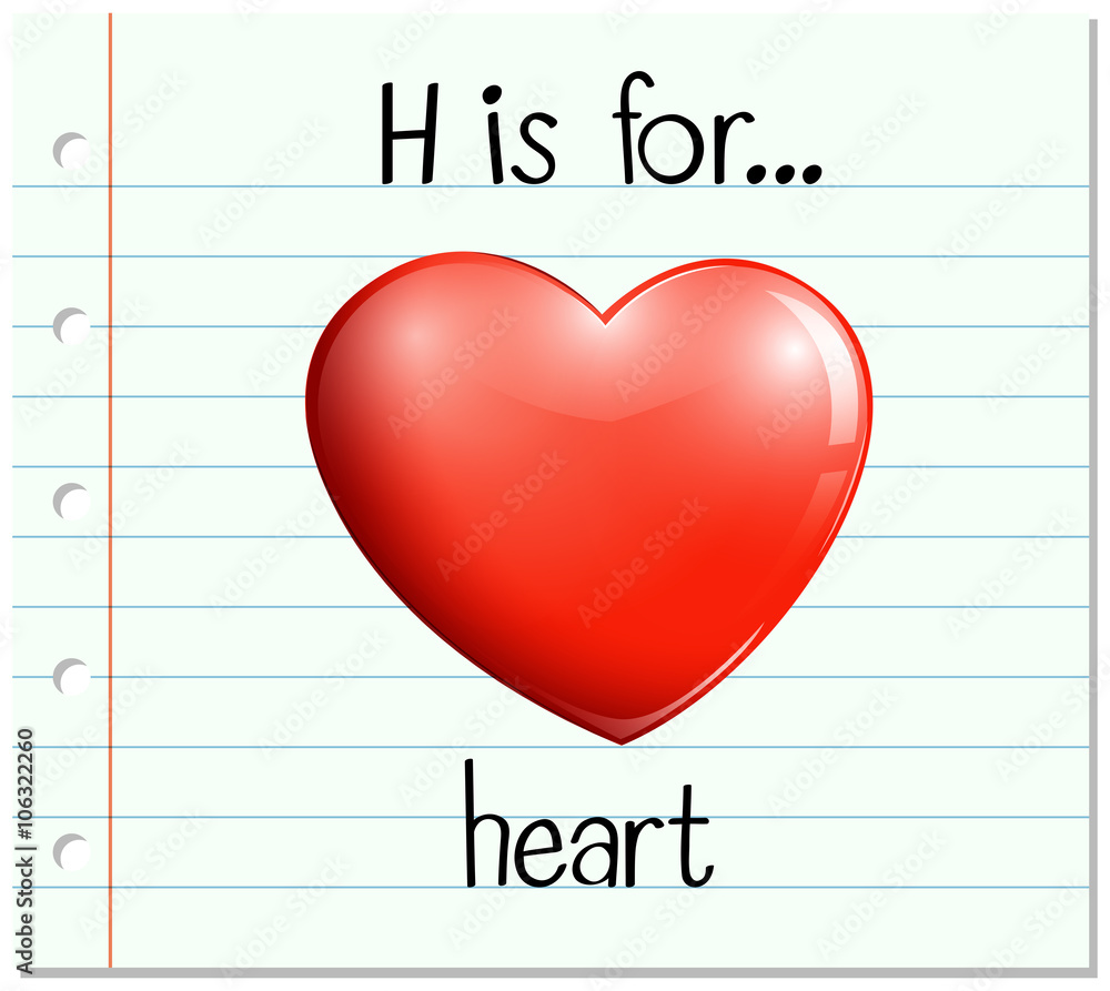 Flashcard letter H is for heart