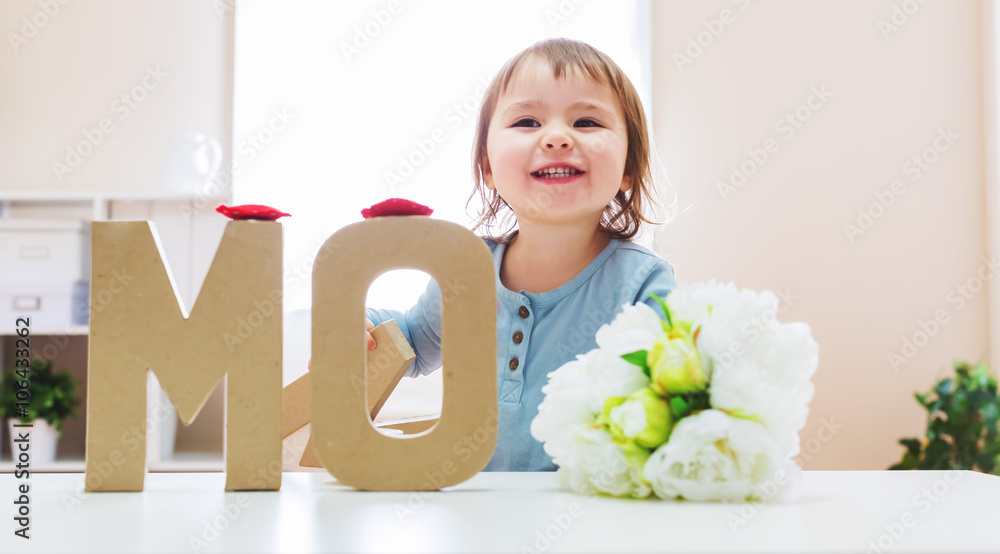 Toddler girl celebrating Mothers Day