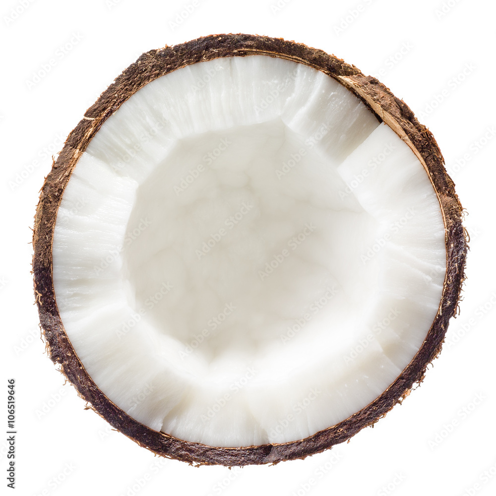 Сoconut. Half isolated on white background. Top view.