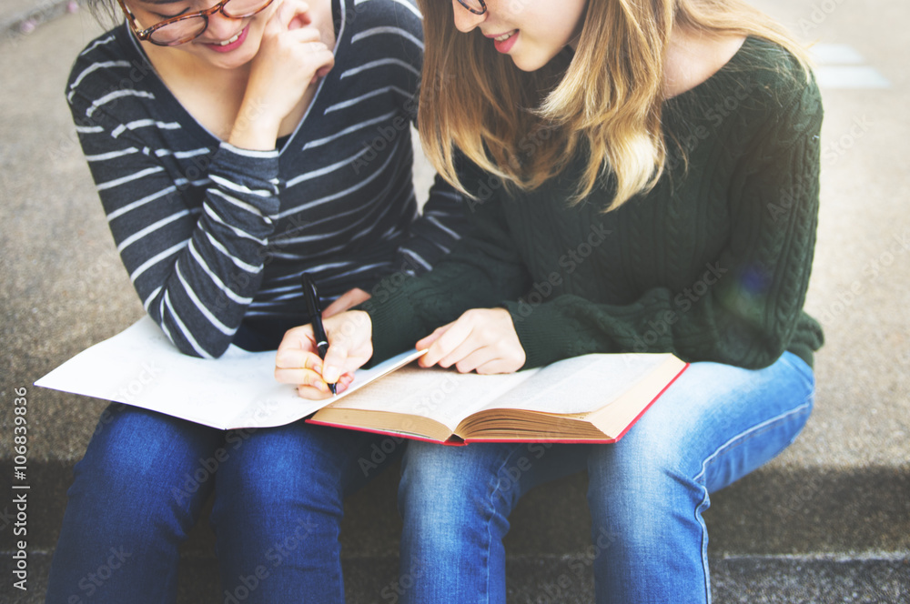 Women Talking Friendship Studying Brainstorming Concept